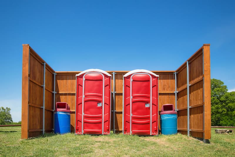 Short-term porta potty units staged for delivery in Petaluma, California